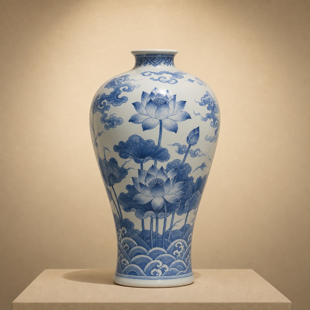青花莲纹瓶文物封面